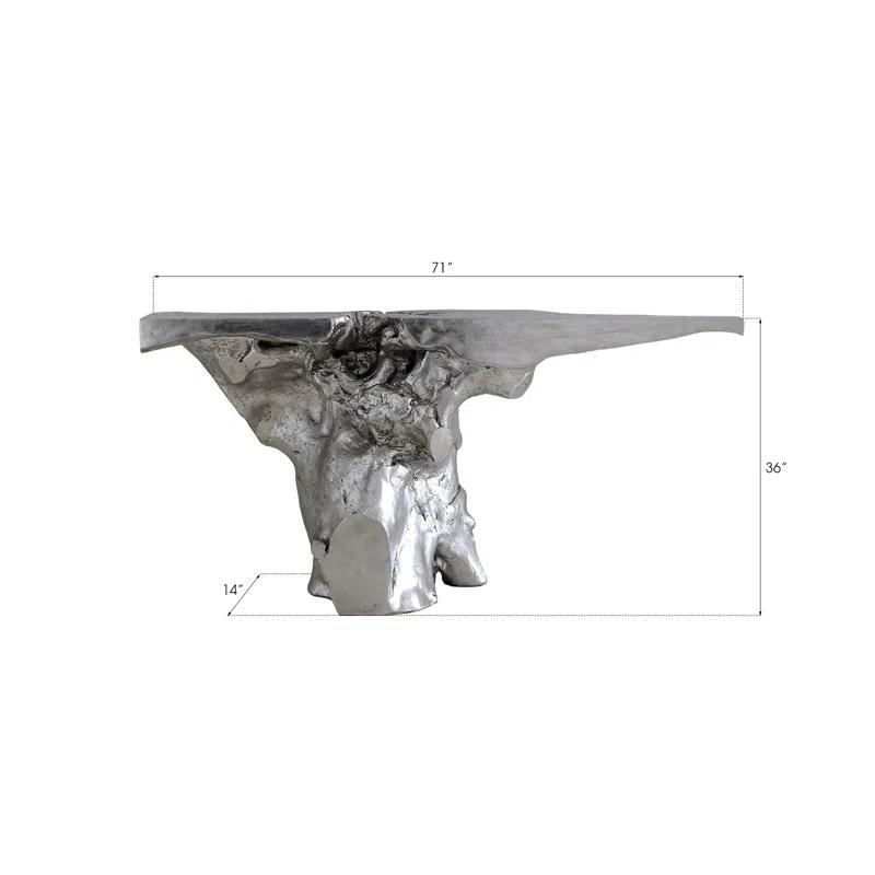Silver Leaf Rectangular Contemporary Console Table