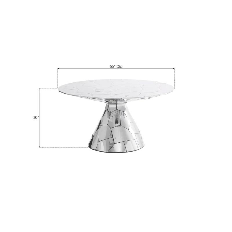 Contemporary Crazy Cut 56" Round Silver Dining Table