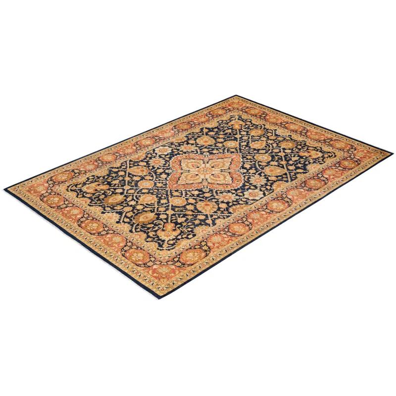 Solo Rugs Classic One-of-a-Kind Traditional Hand-Knotted Orange/Blue/Ivory Area Rug 6'1" x 9' & Reviews | Perigold