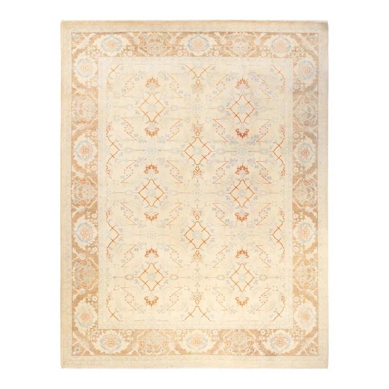 Isabelline Roselotte One-of-a-Kind 9' 1" X 11' 9" 2010s Wool Area Rug in Ivory