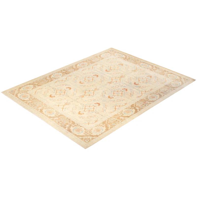 Isabelline Roselotte One-of-a-Kind 9' 1" X 11' 9" 2010s Wool Area Rug in Ivory