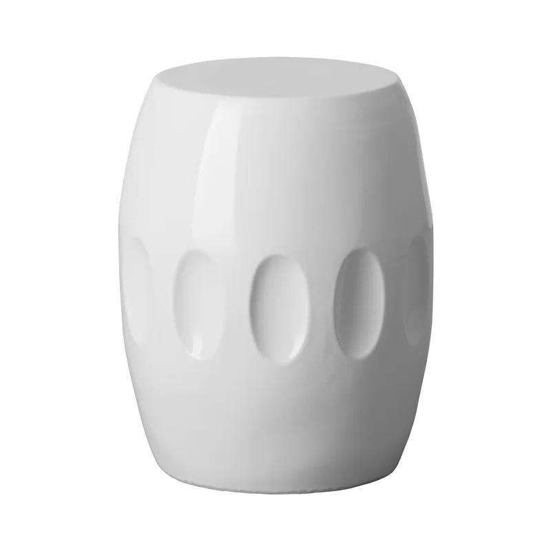 Orion White Ceramic Round Outdoor End Table 18 in. Height