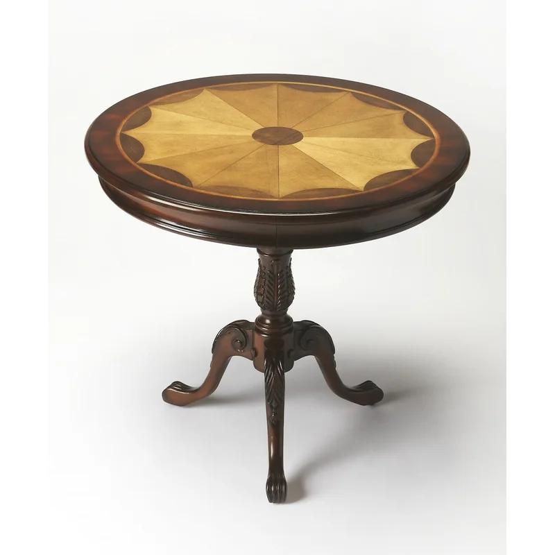 Carissa Classic Round 30" Wood Pedestal Table in Dark Brown