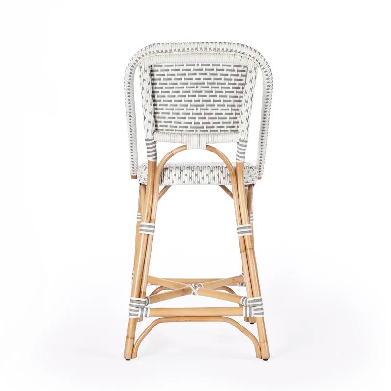 Solstice White & Grey Rattan Swivel Counter Stool