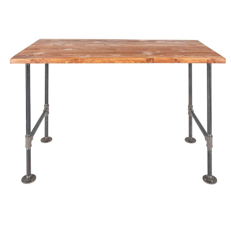 Sunset Cedar Solid Wood Office Desk with Industrial Pipe Legs