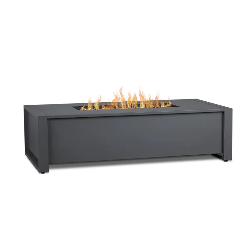 Sleek Gray 52" Aluminum Gas Fire Pit Table with Adjustable Flame