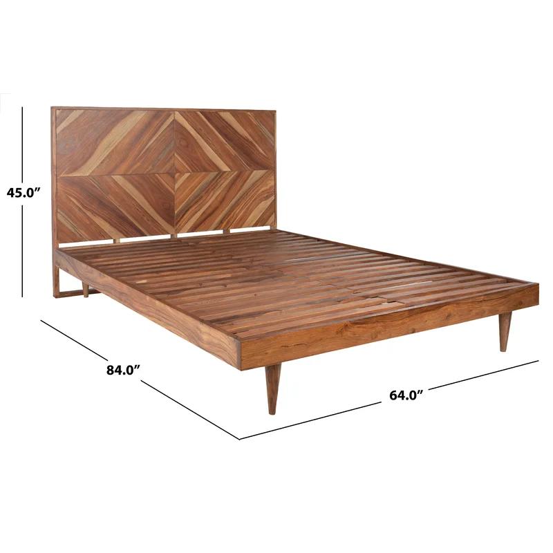 Cora Rose Queen Herringbone Platform Bed with Storage