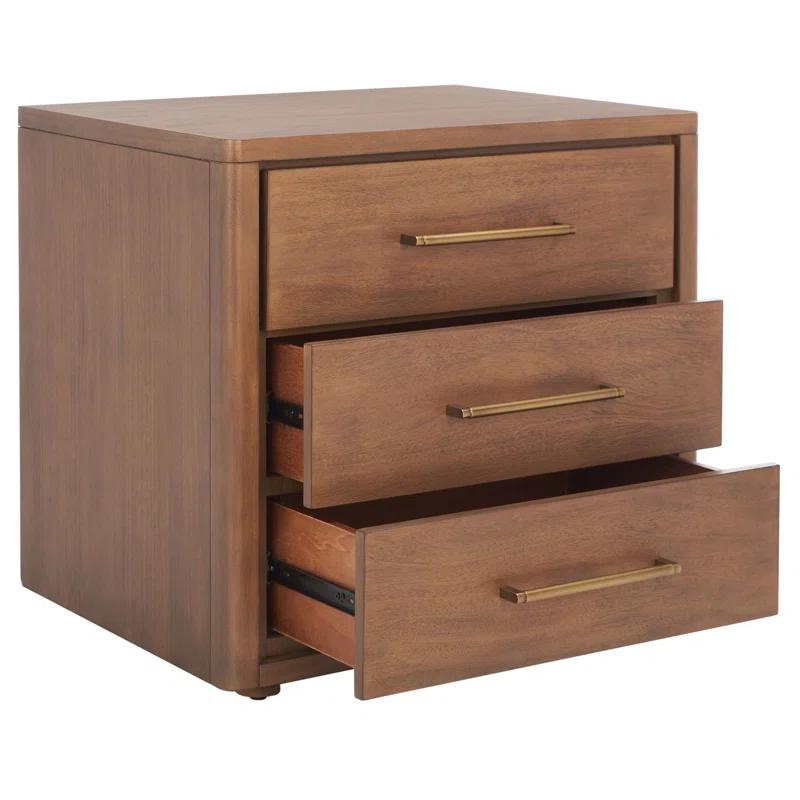 Elegant Atherton Warm Brown Mahogany 3-Drawer Nightstand