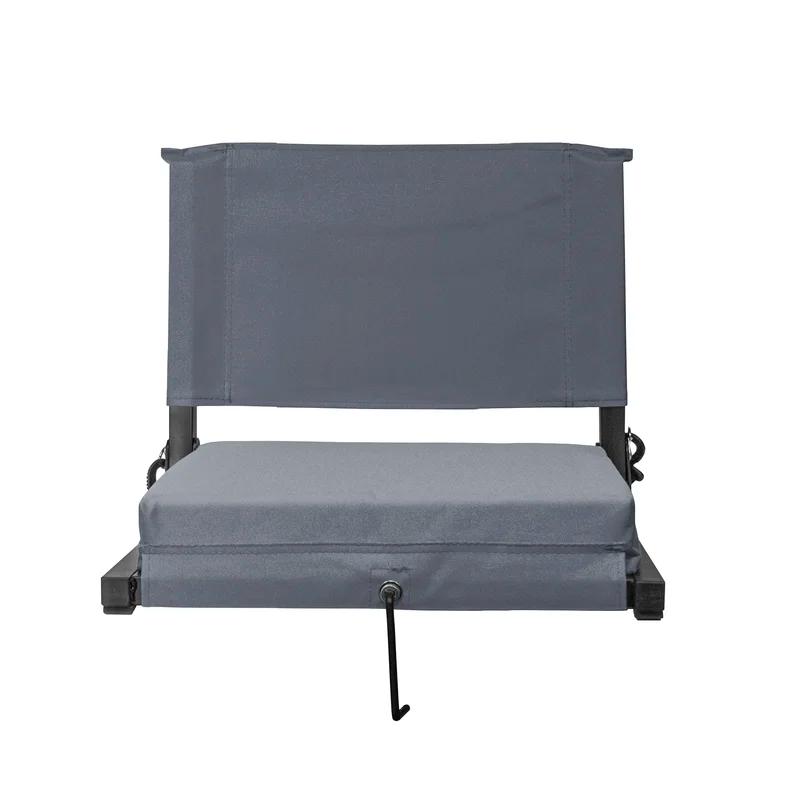 Gray Folding Stadium Seat with Cushions and Back Support