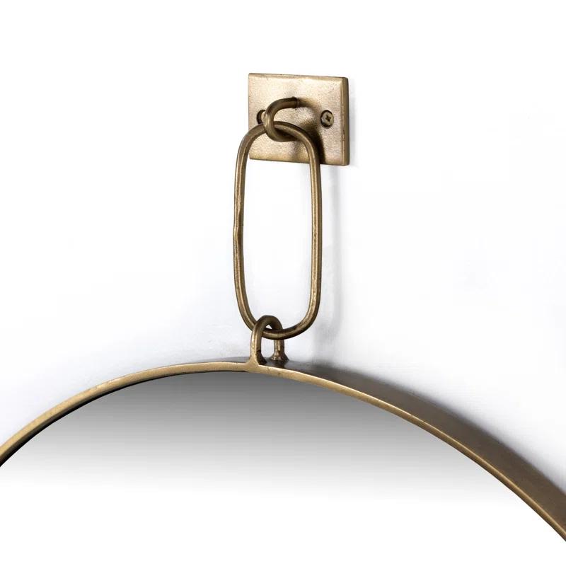 Vina Antique Brass Round Wall Mirror 30"