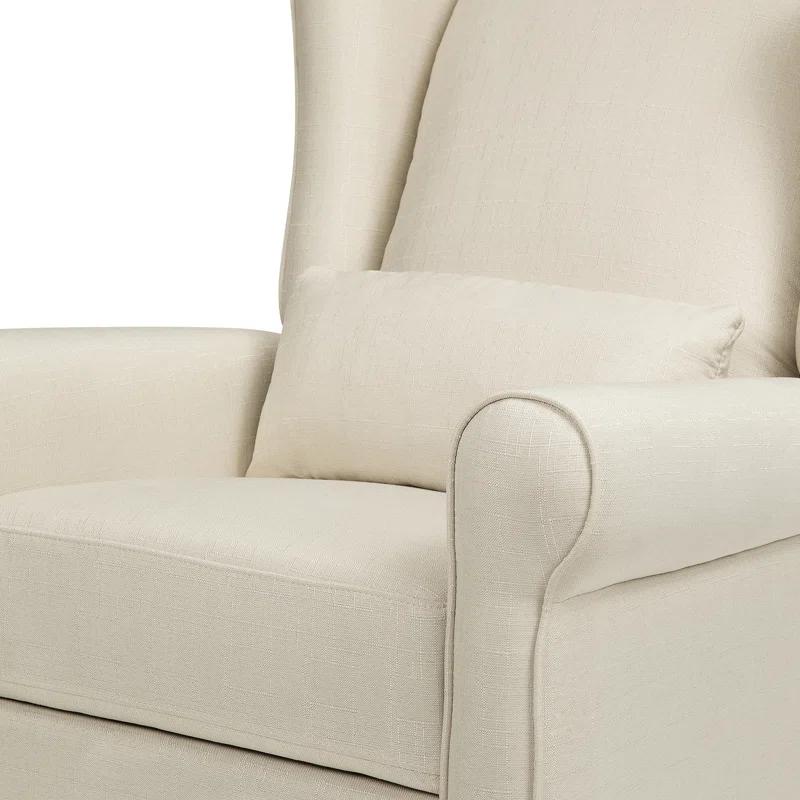 Natural Oat Swivel Recliner with Timeless Wingback Design