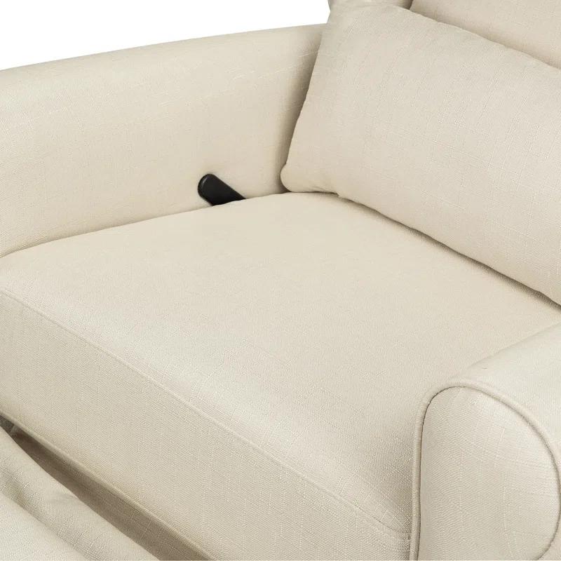 Natural Oat Swivel Recliner with Timeless Wingback Design