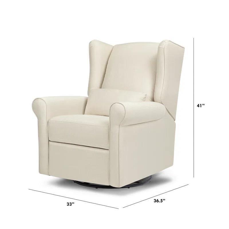 Natural Oat Swivel Recliner with Timeless Wingback Design