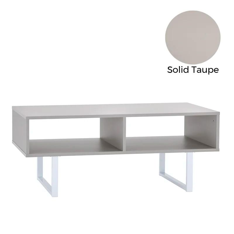 Modern Taupe Wood & Metal Coffee Table with Storage