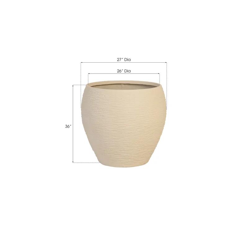 Modern White Stone Cast 36" Patio Planter