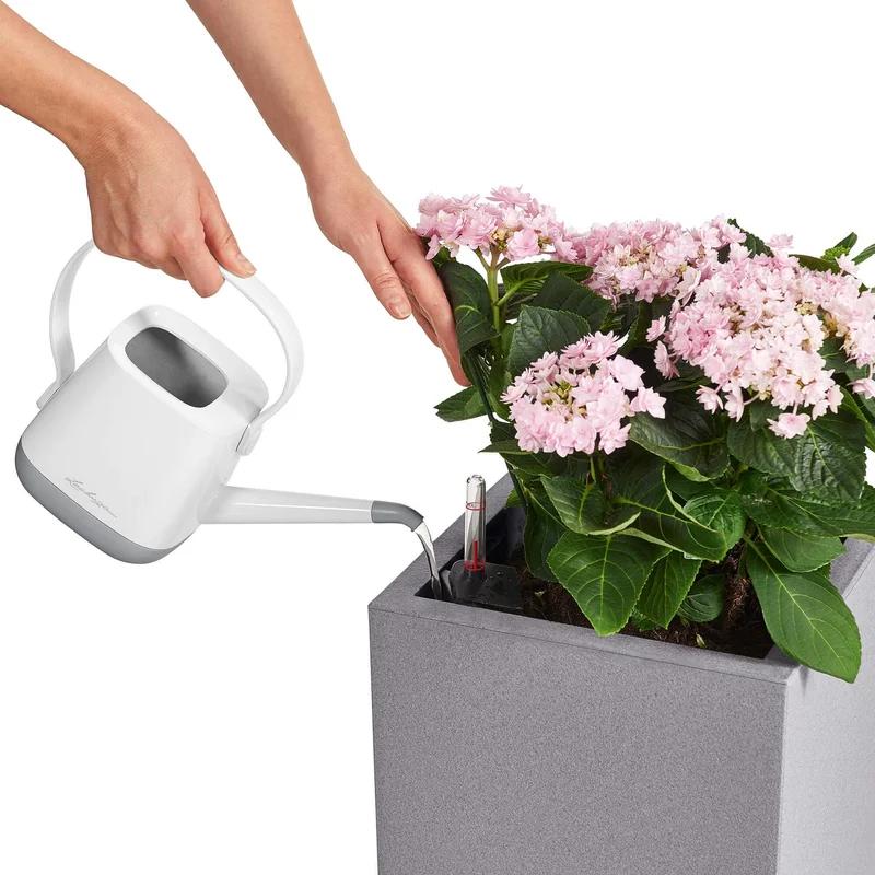 Elegant 12" White Cube Planter with Self-Watering System
