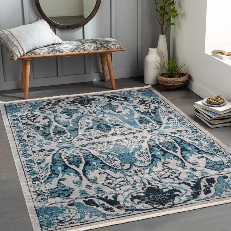 Ember Swirling Majestic Blue Synthetic 6'7" x 9' Rug