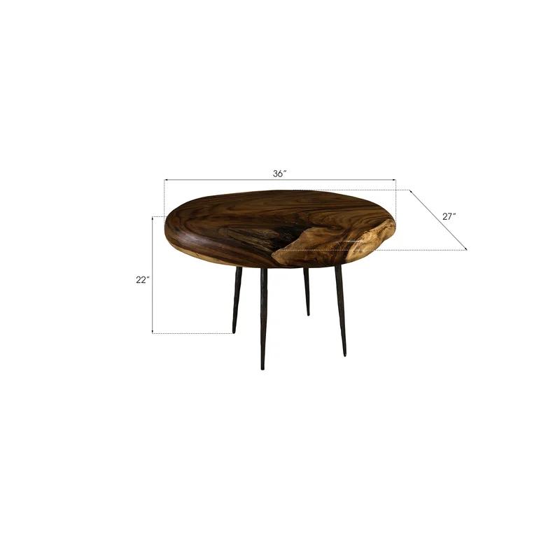 Contemporary Skipping Stone 36" Oval Wood & Metal Side Table