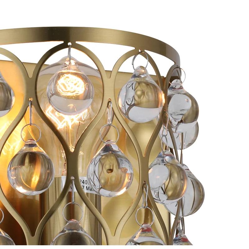 Ridgehaven Dimmable Gold Wall Sconce with Clear Crystals, 5"x7"