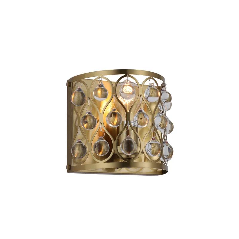 Ridgehaven Dimmable Gold Wall Sconce with Clear Crystals, 5"x7"