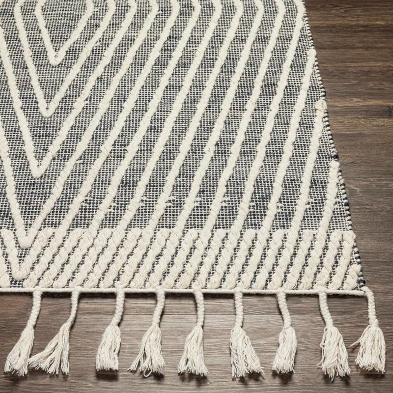 Bohemian Black Spot Braided Wool Runner Rug 30" x 96"