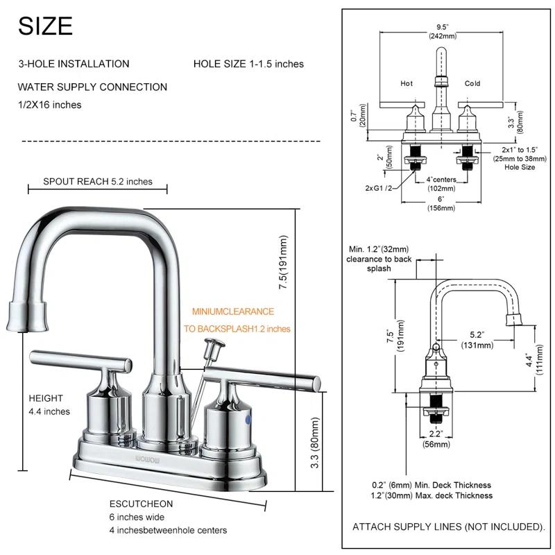 Centerset 2-handle Bathroom Faucet with Drain Assembly