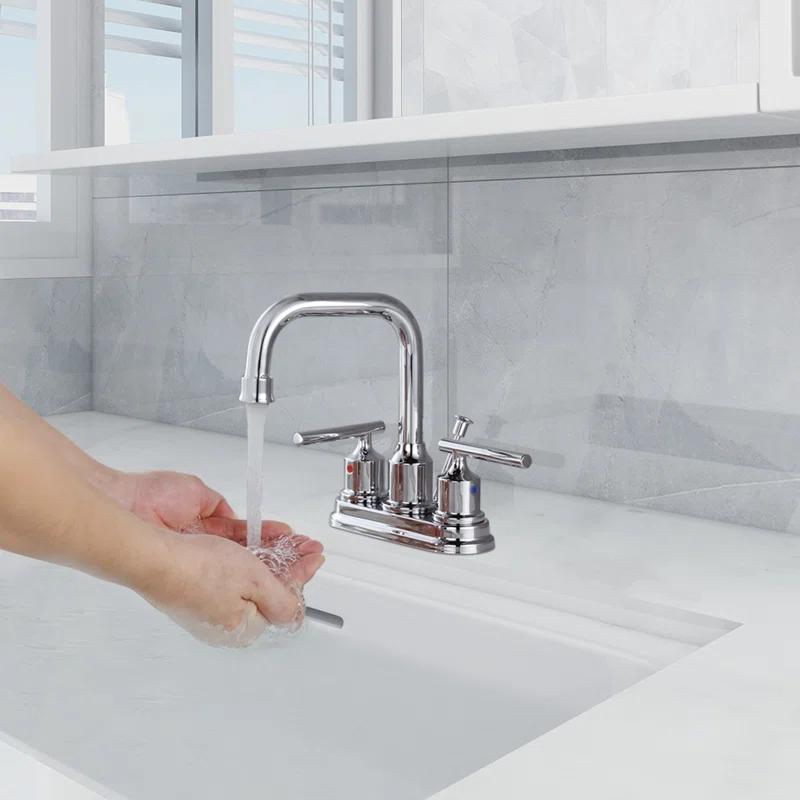 Centerset 2-handle Bathroom Faucet with Drain Assembly