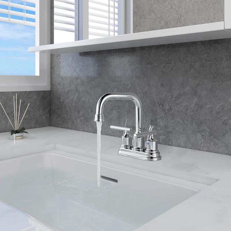 Centerset 2-handle Bathroom Faucet with Drain Assembly