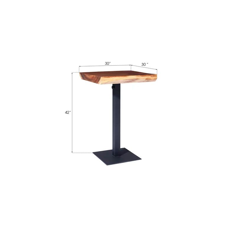 Contemporary Mid-Century Modern Square Bar Table in Natural Wood