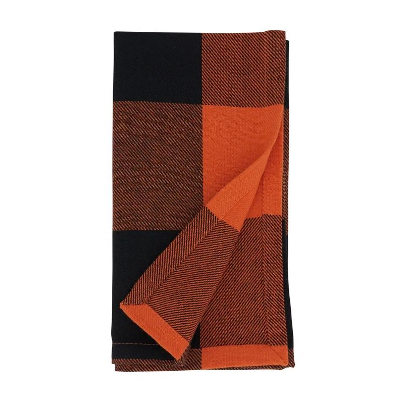 Saro Harvest Buffalo Plaid Collection 100% Cotton Plaid Square Napkin (Set of 4)