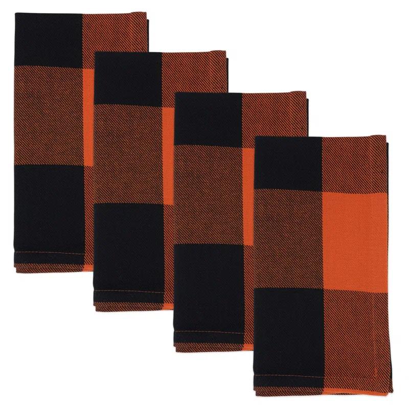 Saro Harvest Buffalo Plaid Collection 100% Cotton Plaid Square Napkin (Set of 4)