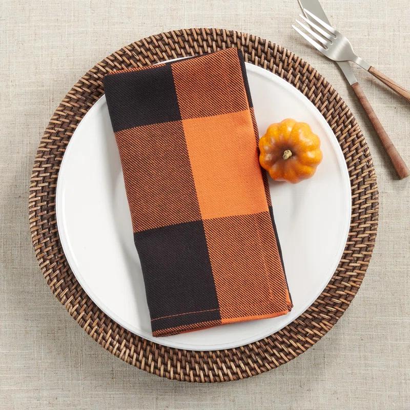 Saro Harvest Buffalo Plaid Collection 100% Cotton Plaid Square Napkin (Set of 4)