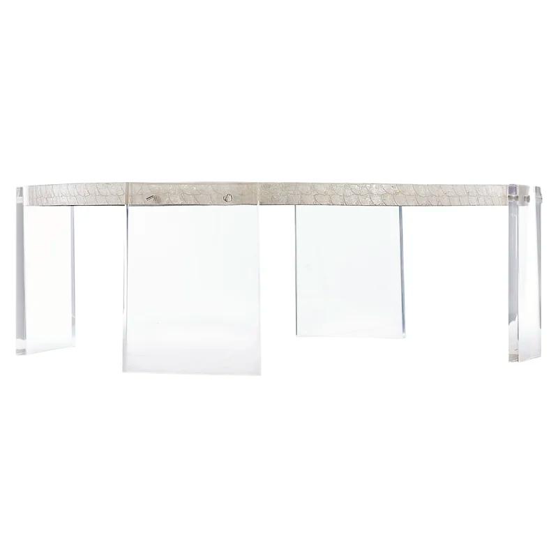 Transitional Off-White Round Acrylic Coffee Table with Storage