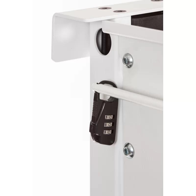 Crank Adjustable Mobile TV Cart with Dual Shelves, White & Black