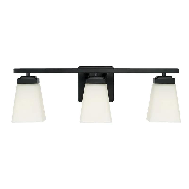 Baxley Matte Black 3-Light Vanity with Soft White Glass