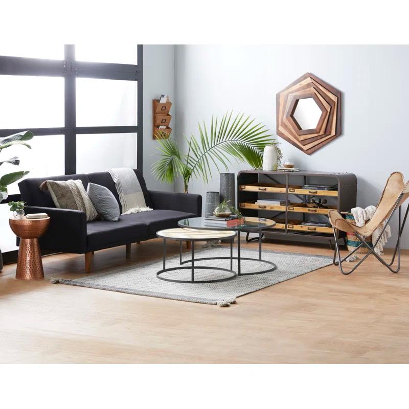 Ivy Bronx Dolina Metal Handmade Side End Accent Table with Hammered Design