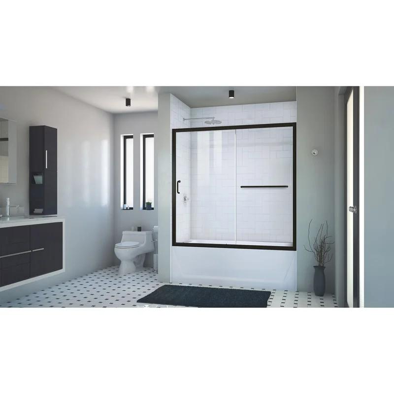 Infinity-Z 56-60" Matte Black Semi-Frameless Sliding Tub Door