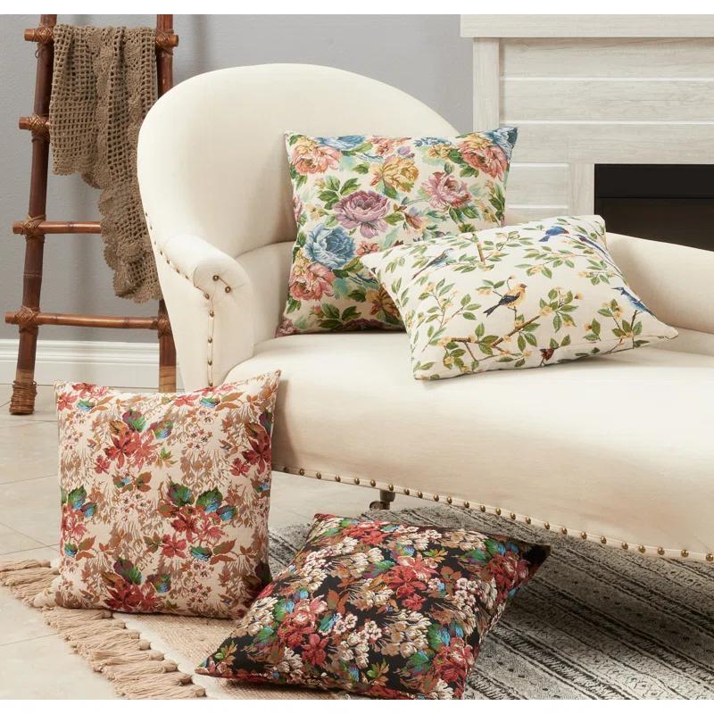 Saro Gertrude Collection Floral Reversible Pillow Cover