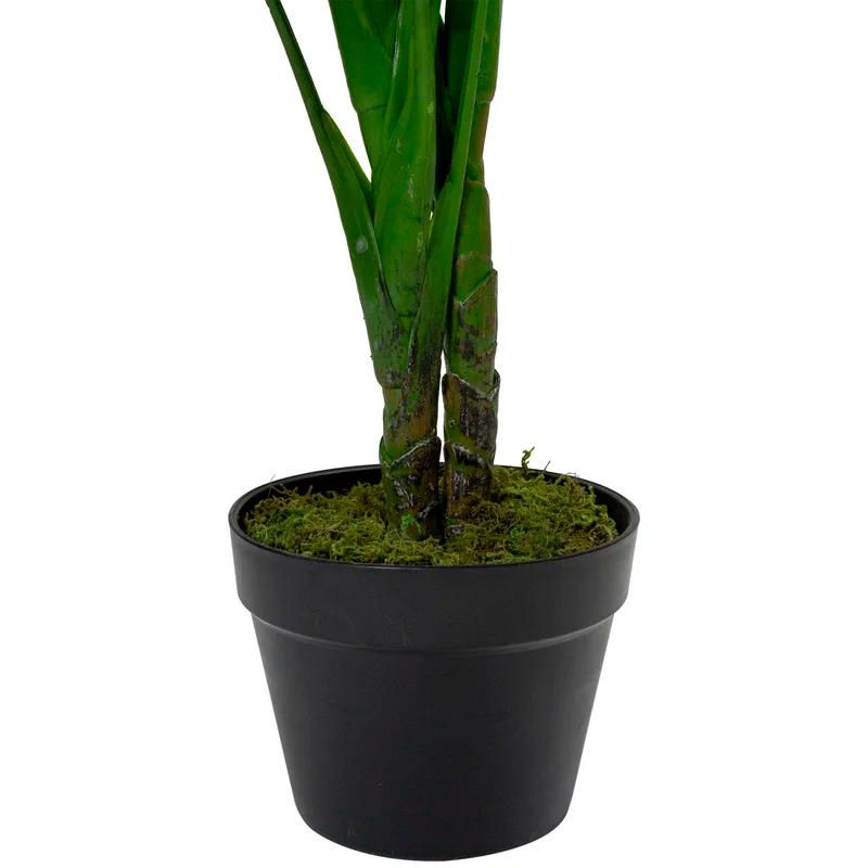 48'' Two-Tone Green Calathea Artificial Floor Plant in Decorative Pot