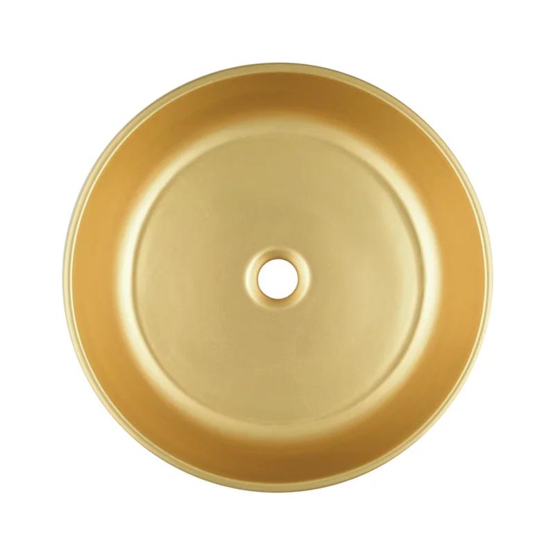 Artisan Hand-Glazed 16" Ceramic Vessel Sink in 24K Matte Gold