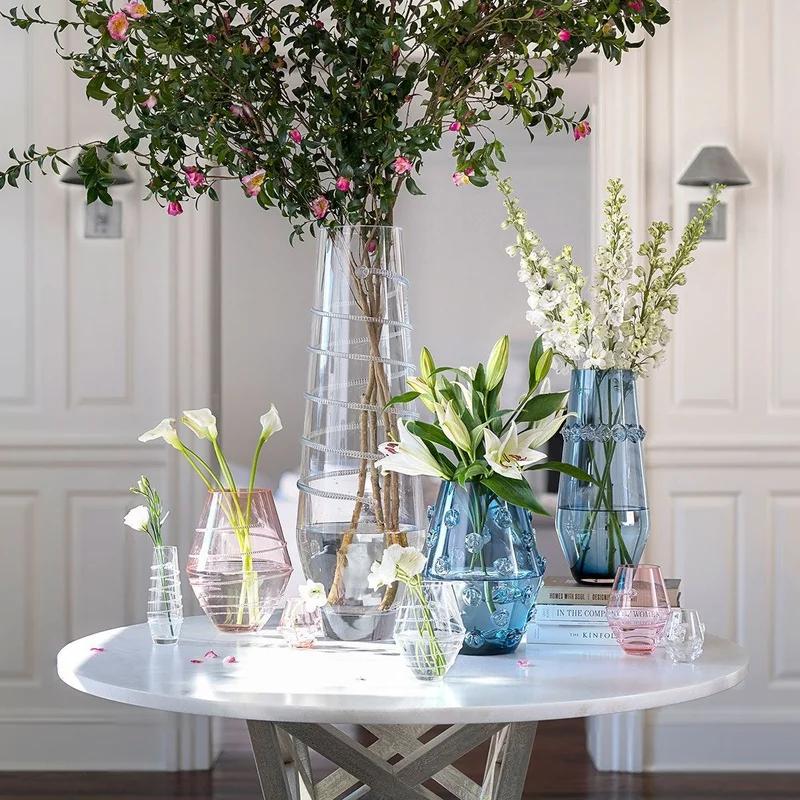 Clear Glass Swirl Embellished Table Vase Set