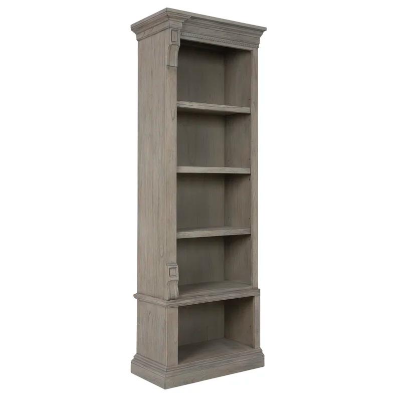 Adjustable Driftwood Brown Mindi Wood 5-Shelf Bookcase