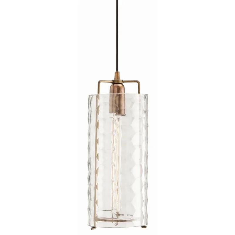 Ice Large Antique Brass Hand-Faceted Glass Pendant Light