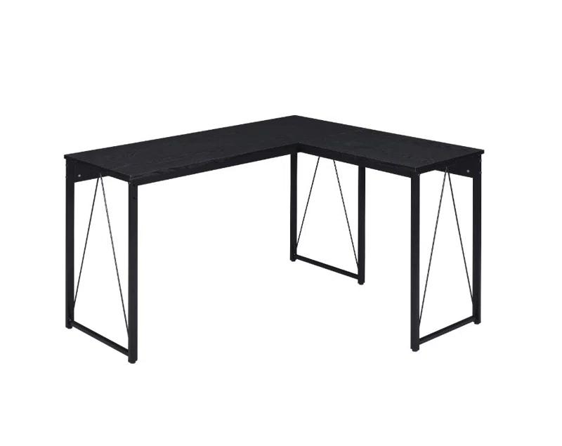 Zetri 51'' Black Rustic Industrial L-Shaped Writing Desk