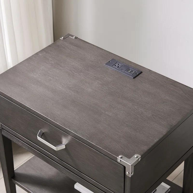 Red Barrel Studio® Beckett Solid + Manufactured Wood Side Table in Anthracite & Reviews | Wayfair