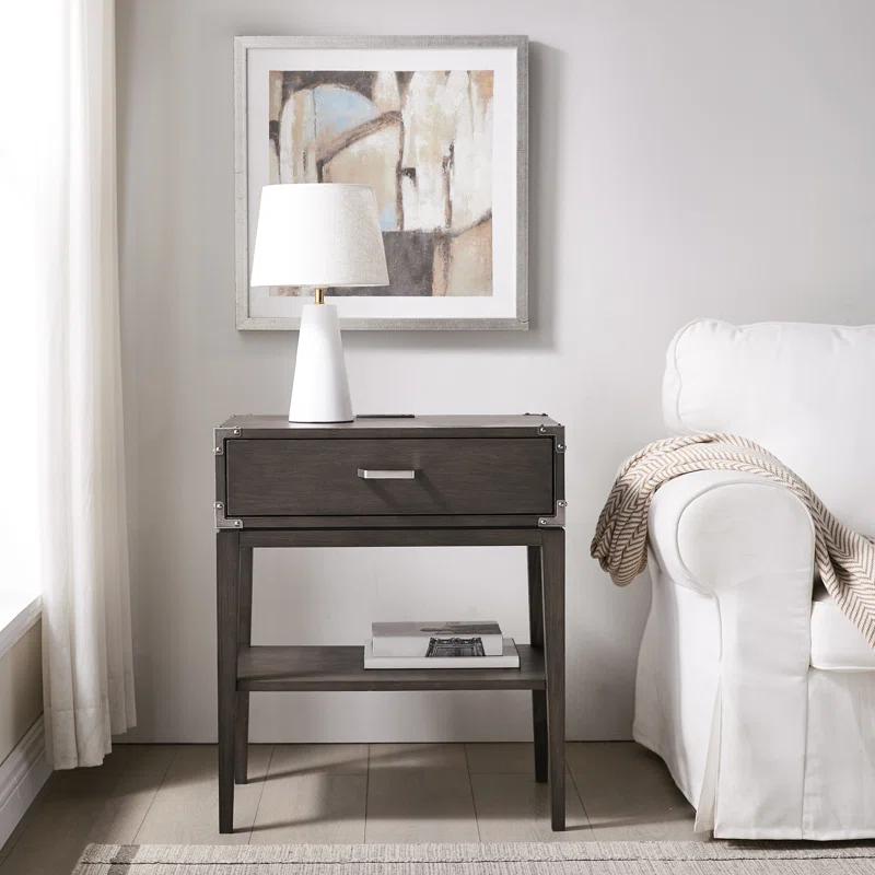 Red Barrel Studio® Beckett Solid + Manufactured Wood Side Table in Anthracite & Reviews | Wayfair