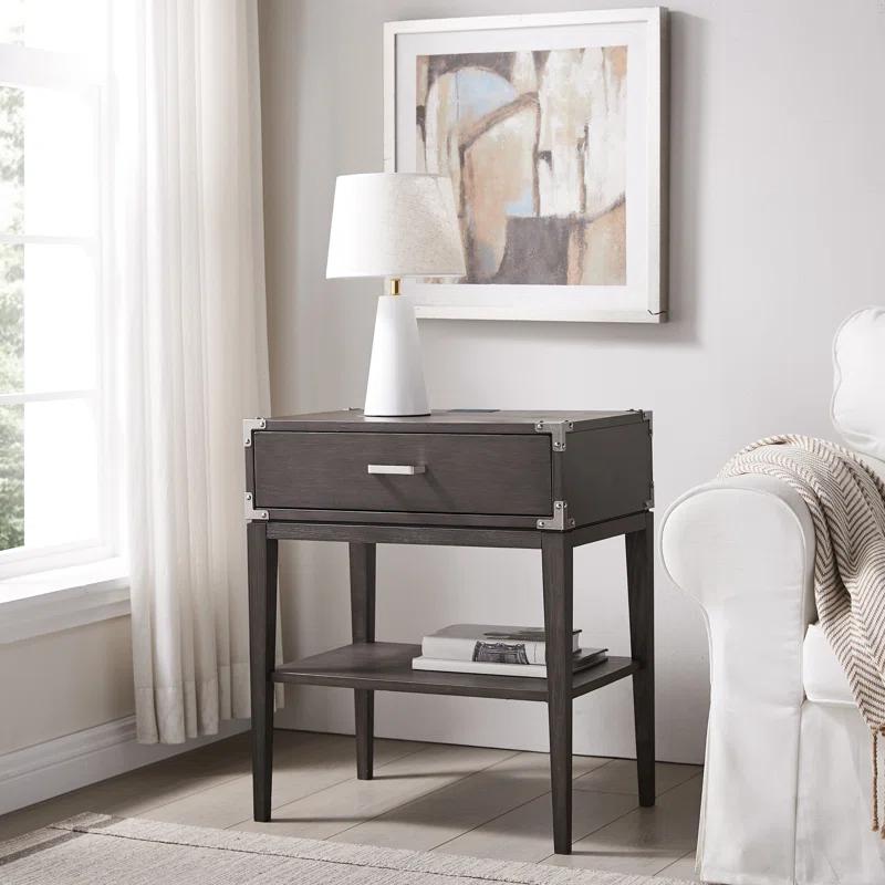 Red Barrel Studio® Beckett Solid + Manufactured Wood Side Table in Anthracite & Reviews | Wayfair