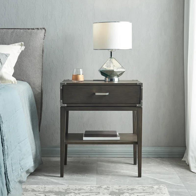 Red Barrel Studio® Beckett Solid + Manufactured Wood Side Table in Anthracite & Reviews | Wayfair