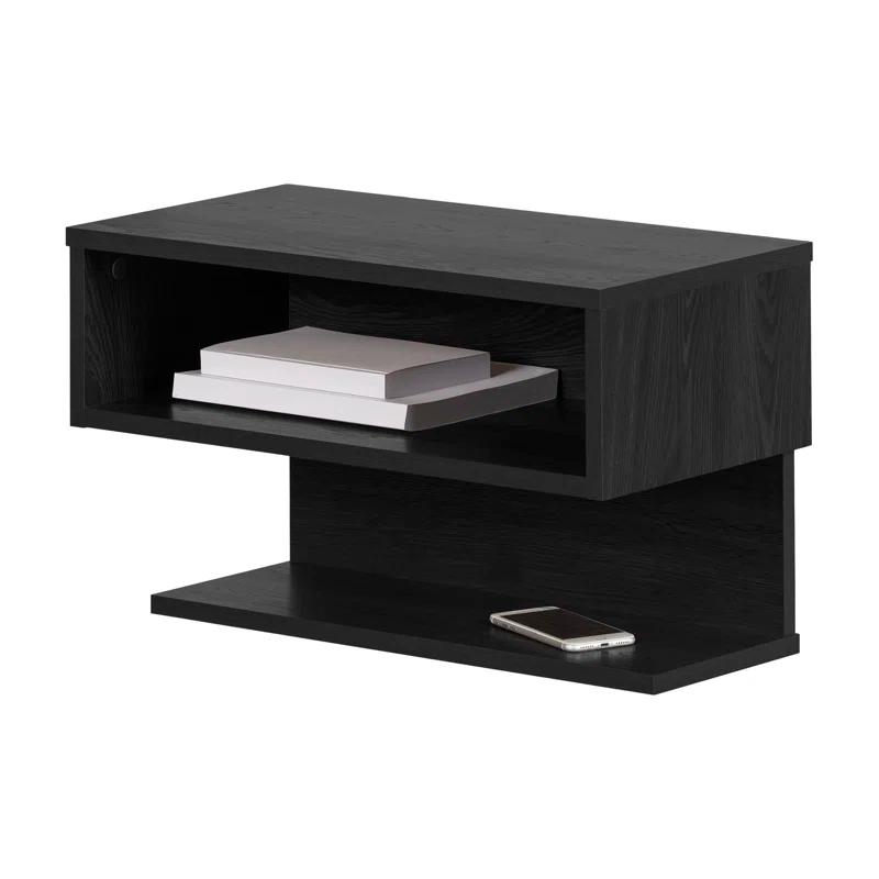 Contemporary Sleek Gray Oak Floating Nightstand