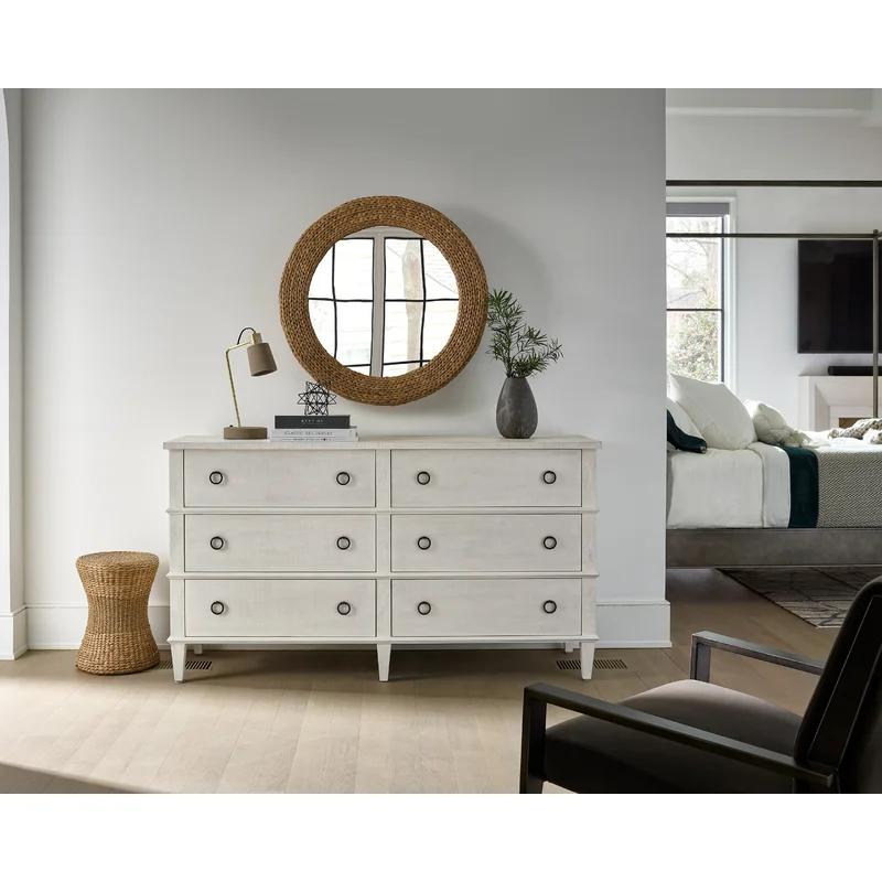 White Farmhouse Double 6-Drawer Dresser